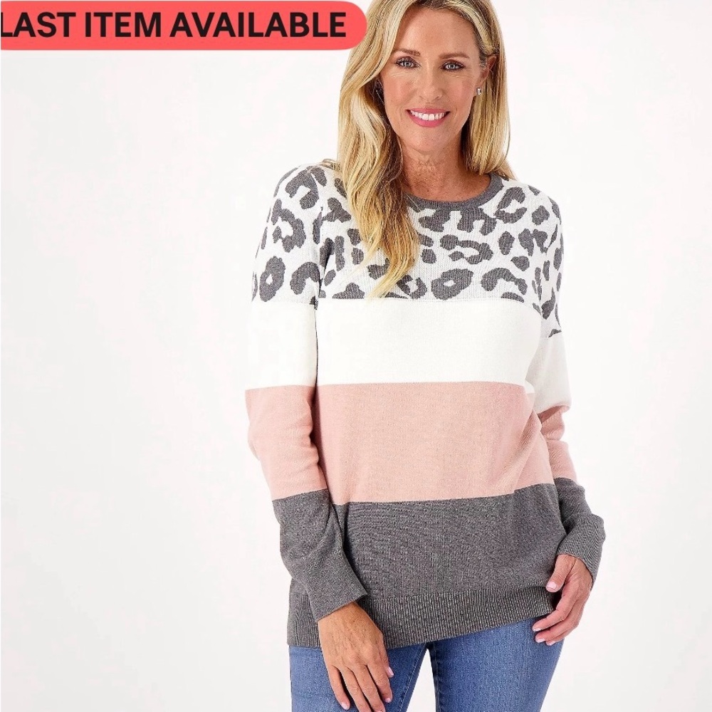 Belle by Kim Gravel Animal Color Block Sweater